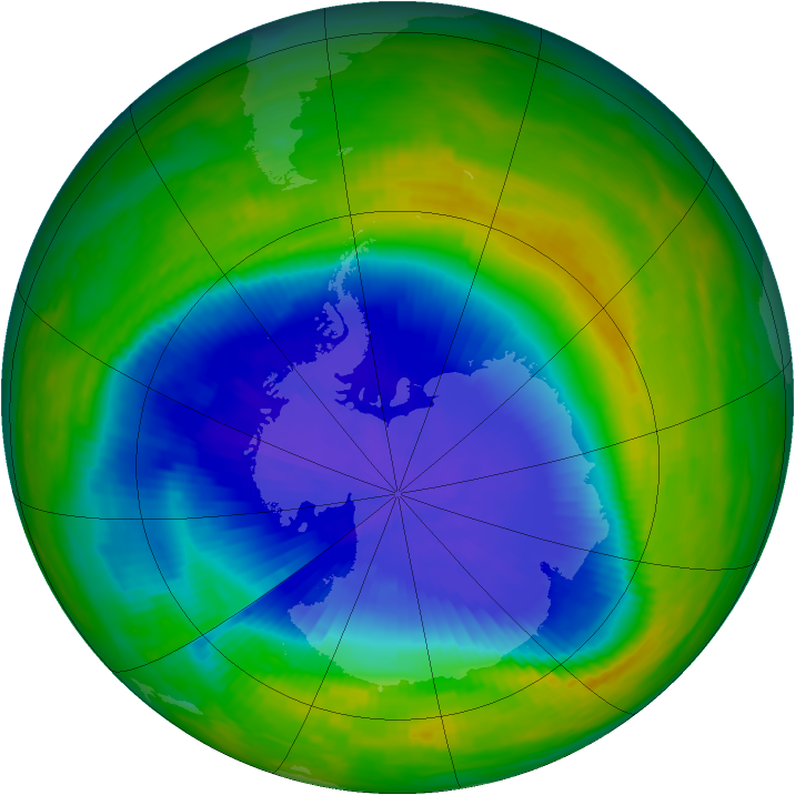 Antarctic ozone map for 21 October 1990